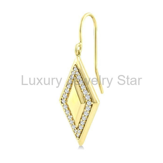 Rhombus Shape Diamond Fashion Earrings - image 2