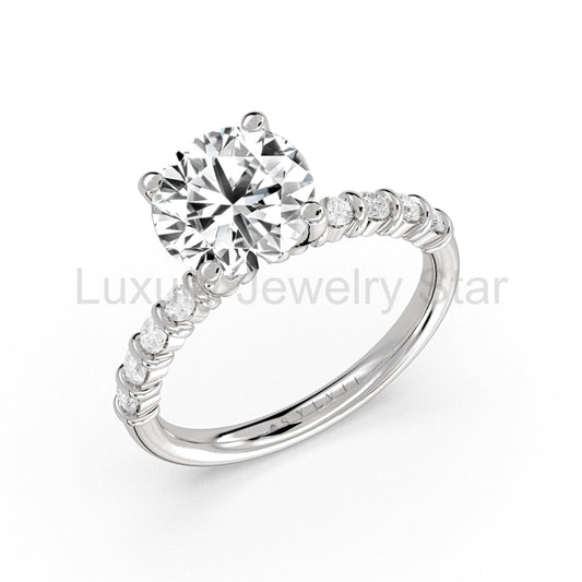 Round Diamond Channel Engagement Ring