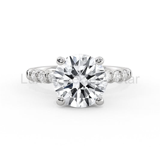 Round Diamond Channel Engagement Ring - image 2
