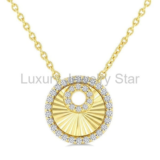 Round Fluted Diamond Fashion Pendant