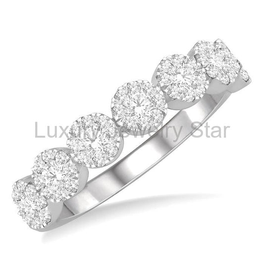 Round Shape 7 Stone Lovebright Essential Diamond Wedding Band