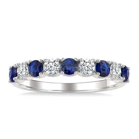 Round Shape Alternate Gemstone & Diamond Fashion Band - image 2