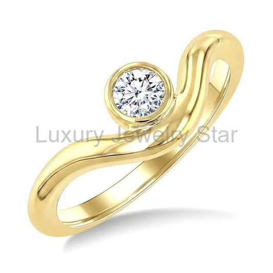 Round Shape Curved Diamond Solitaire Ring