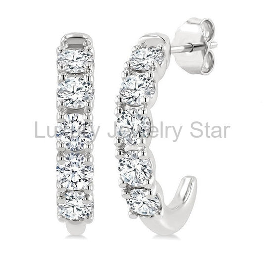 Round Shape Diamond Fashion Half Hoop Earrings