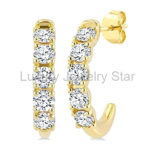 Round Shape Diamond Fashion Half Hoop Earrings
