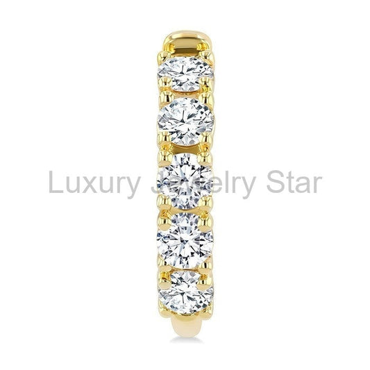 Round Shape Diamond Fashion Half Hoop Earrings - image 2