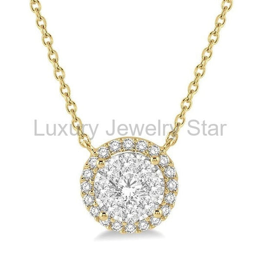 Round Shape Halo Lovebright Essential Diamond Pendant