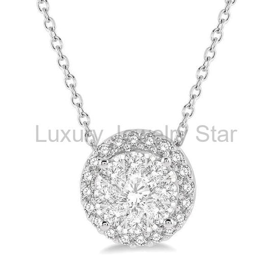 Round Shape Halo Lovebright Essential Diamond Pendant