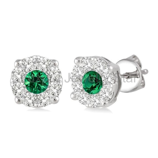 Round Shape Lovebright Gemstone & Diamond Earrings