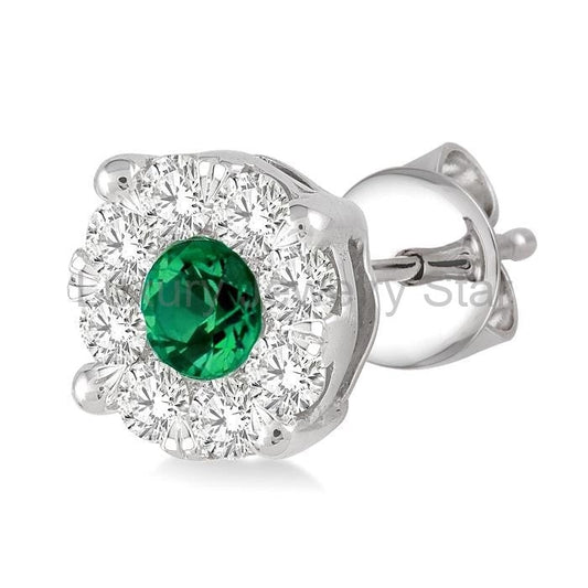 Round Shape Lovebright Gemstone & Diamond Earrings - image 2