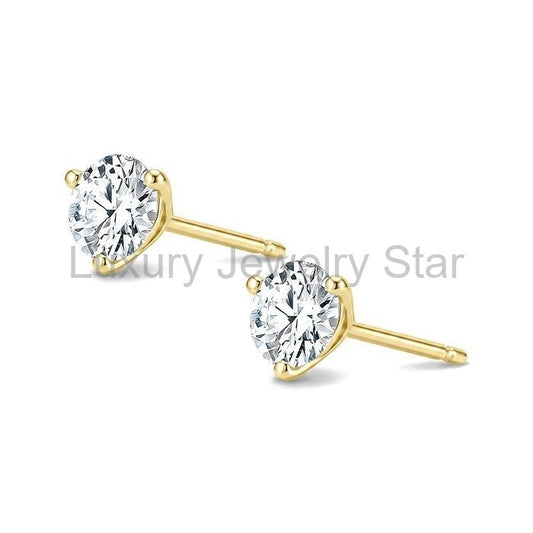 Round Shape Martini Diamond Stud Earrings - image 2