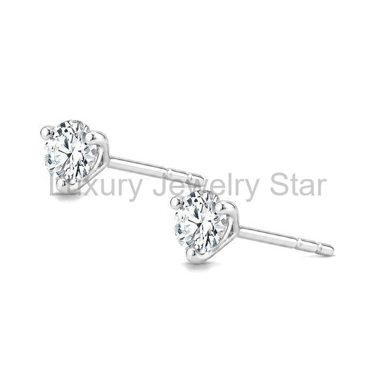 Round Shape Martini Diamond Stud Earrings - image 2