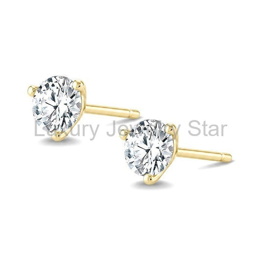 Round Shape Martini Diamond Stud Earrings - image 2