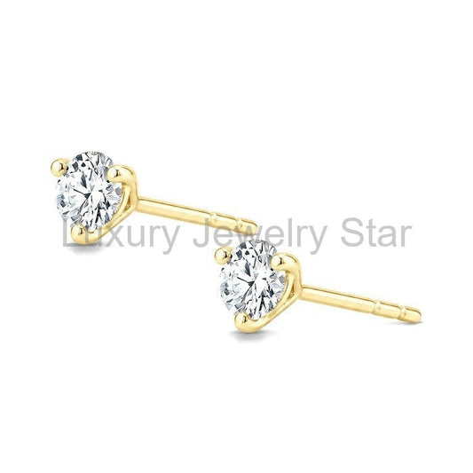 Round Shape Martini Diamond Stud Earrings - image 2