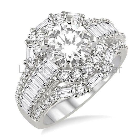 Round Shape Semi-Mount Diamond Engagement Ring