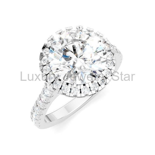 Round Shape Semi-Mount Halo Diamond Engagement Ring