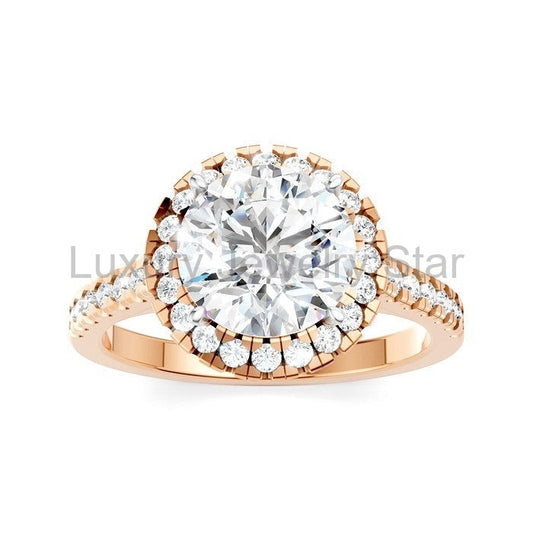 Round Shape Semi-Mount Halo Diamond Engagement Ring - image 2