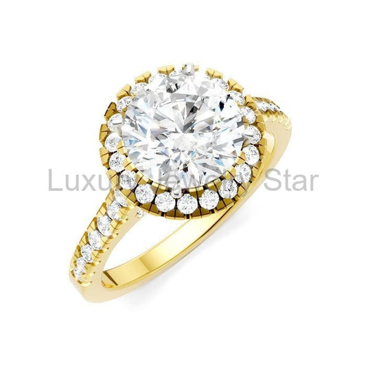 Round Shape Semi-Mount Halo Diamond Engagement Ring