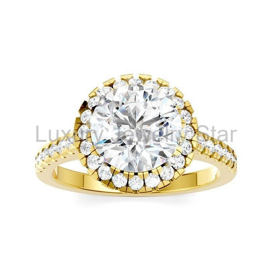 Round Shape Semi-Mount Halo Diamond Engagement Ring - image 2