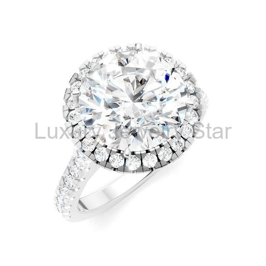 Round Shape Semi-Mount Halo Diamond Engagement Ring