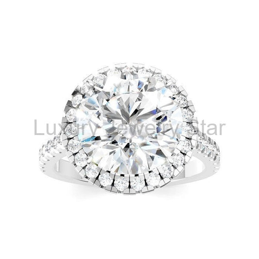 Round Shape Semi-Mount Halo Diamond Engagement Ring - image 2