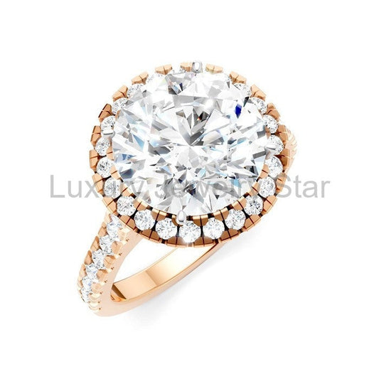 Round Shape Semi-Mount Halo Diamond Engagement Ring