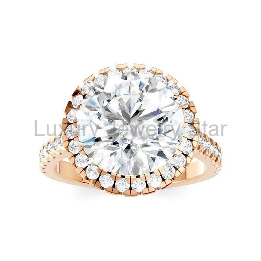 Round Shape Semi-Mount Halo Diamond Engagement Ring - image 2