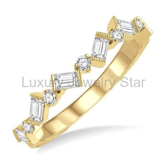 Scatter Zig-Zag Baguette Diamond Fashion Band