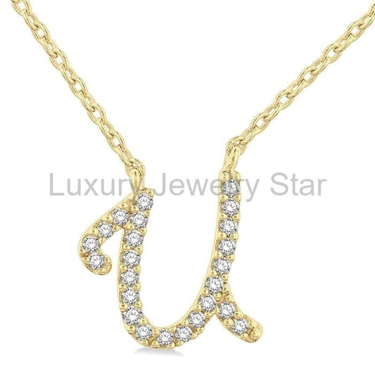 Script 'U' Initial Diamond Pendant