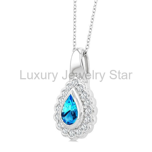 Silver Bold Pear Shape Gemstone Pendant