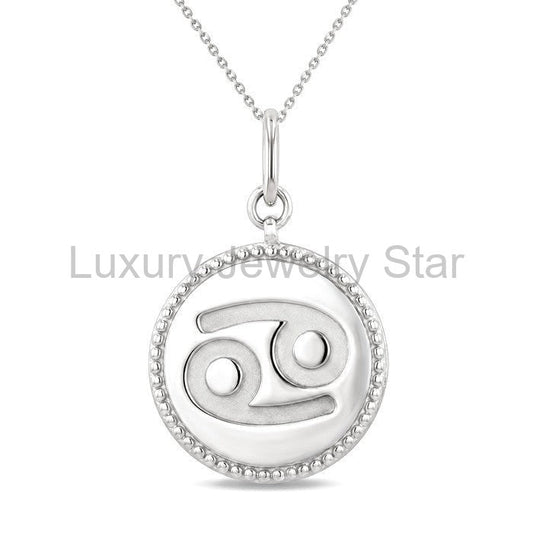 Silver Cancer Zodiac Medallion Pendant