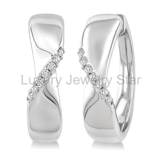 Silver Diamond Fashion Hoop Earrings
