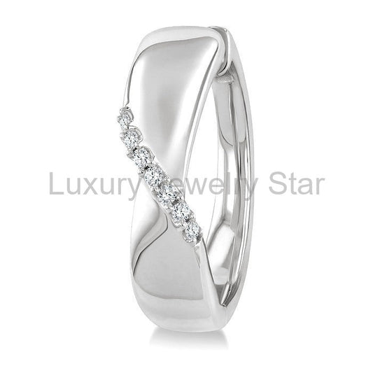 Silver Diamond Fashion Hoop Earrings - image 2