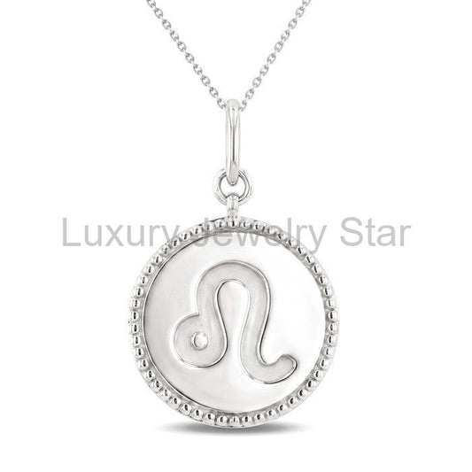 Silver Leo Zodiac Medallion Pendant