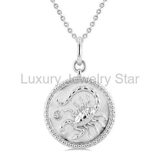 Silver Scorpio Zodiac Medallion Pendant