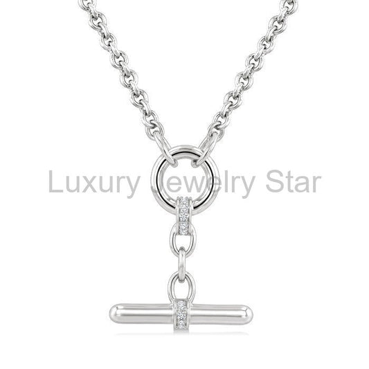 Silver T-Bar Diamond Fashion Necklace