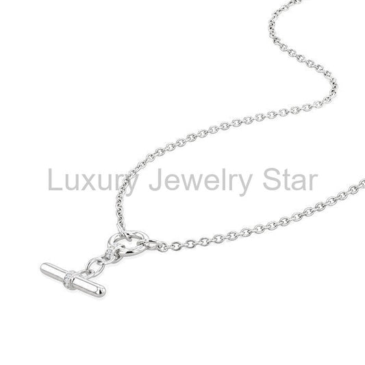 Silver T-Bar Diamond Fashion Necklace