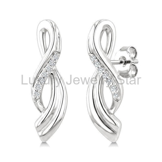 Silver Twisted Diamond Fashion Earrings
