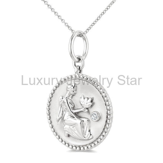 Silver Virgo Zodiac Medallion Pendant