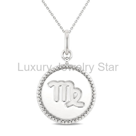 Silver Virgo Zodiac Medallion Pendant