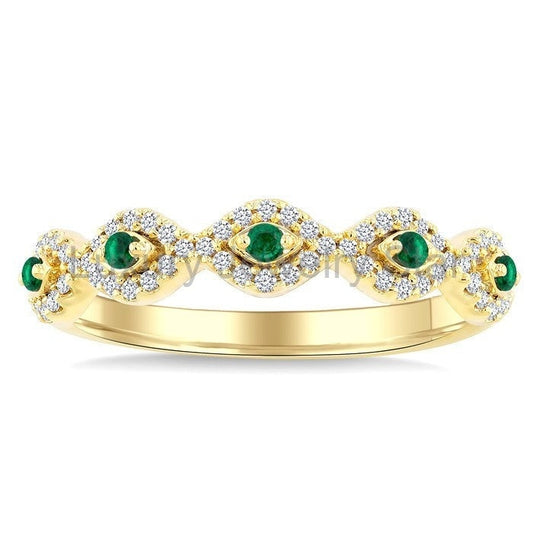 Stackable Evil Eye Gemstone & Diamond Fashion Ring - image 2