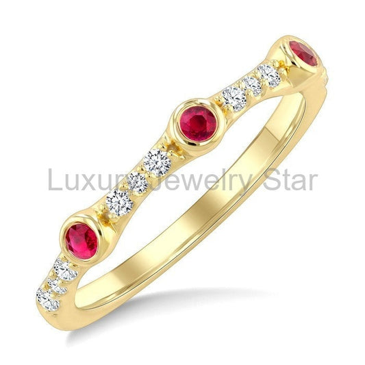 Stackable Gemstone & Diamond Fashion Ring