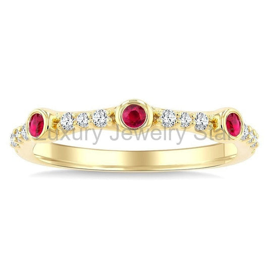 Stackable Gemstone & Diamond Fashion Ring - image 2