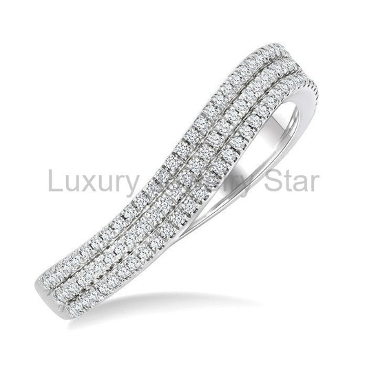 Three Row Wave Diamond Fashion Band