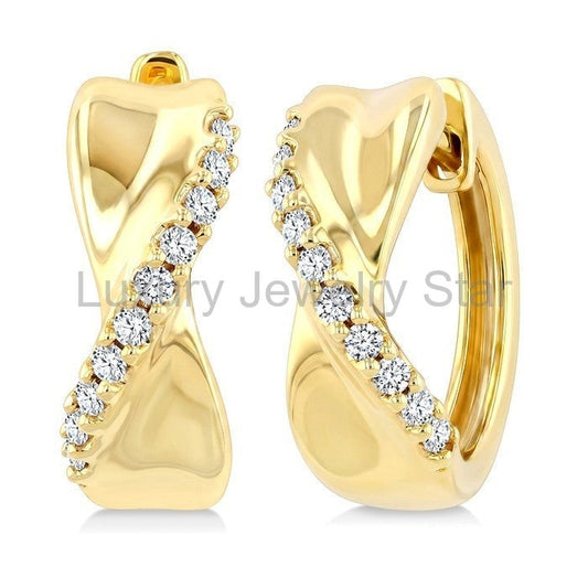Twisted Diamond Fashion Hoop Earrings