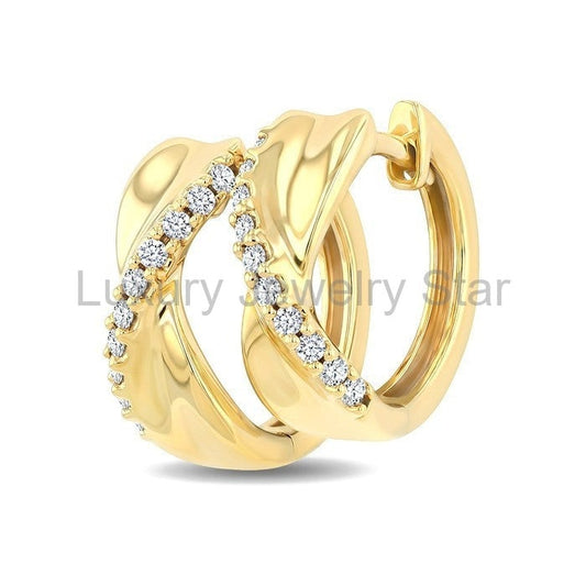 Twisted Diamond Fashion Hoop Earrings - image 2