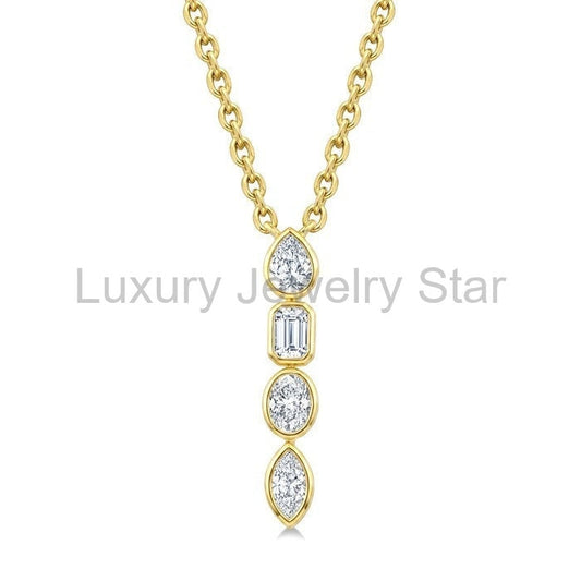 Vertical Bar Mixed Shape Diamond Pendant