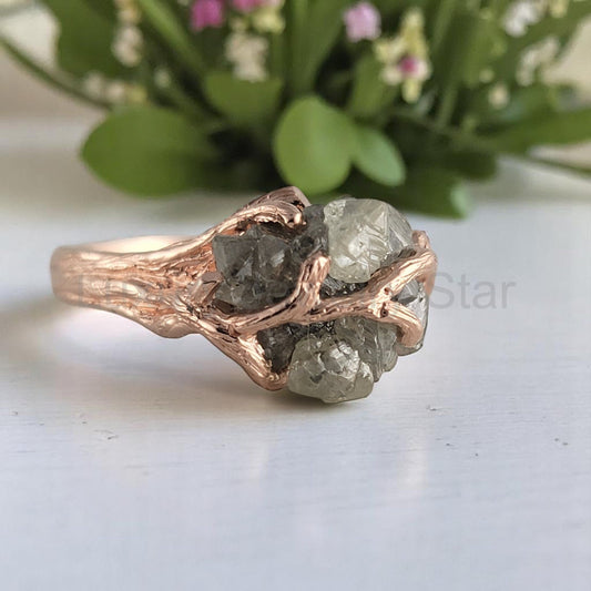 Raw Diamond Twig Engagement Ring - Handcrafted Natural Branch Setting - image 2