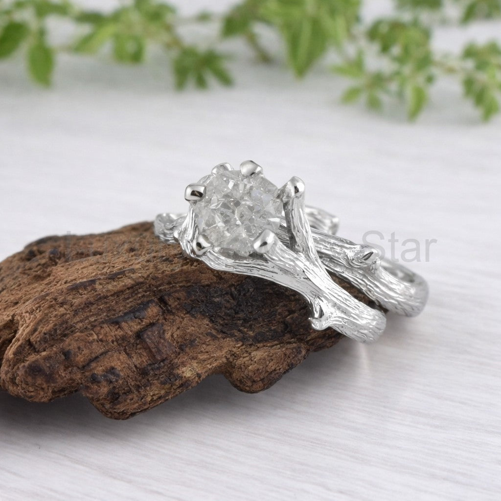 Raw Diamond Twig Style Bridal Set - image 3