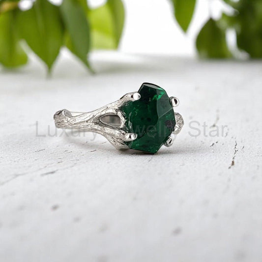 Raw Emerald Engagement Ring - image 2